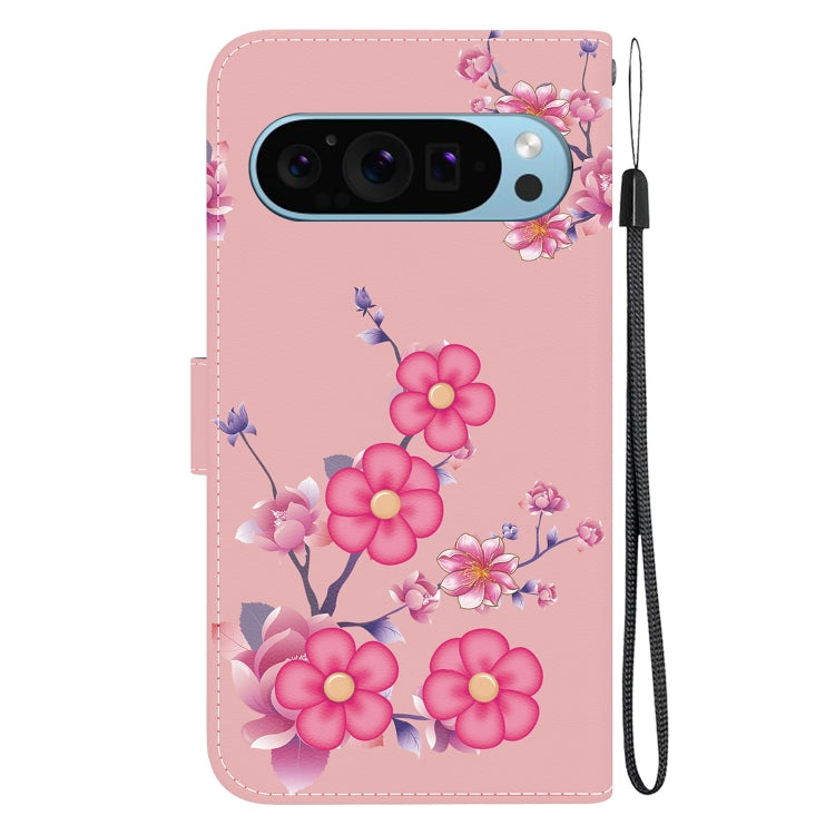 For Google Pixel 9 Crystal Texture Colored Drawing Leather Phone Case(Cherry Blossoms) - Google Cases by PMC Jewellery | Online Shopping South Africa | PMC Jewellery | Buy Now Pay Later Mobicred