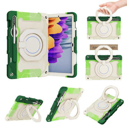 For Samsung Galaxy Tab S9 Armor Portable Rotating Ring Holder Silicone Tablet Case(Colorful Green) - Galaxy Tab S9 Cases by PMC Jewellery | Online Shopping South Africa | PMC Jewellery | Buy Now Pay Later Mobicred