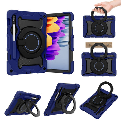 For Samsung Galaxy Tab S9 Armor Portable Rotating Ring Holder Silicone Tablet Case(Navy Blue) - Galaxy Tab S9 Cases by PMC Jewellery | Online Shopping South Africa | PMC Jewellery | Buy Now Pay Later Mobicred