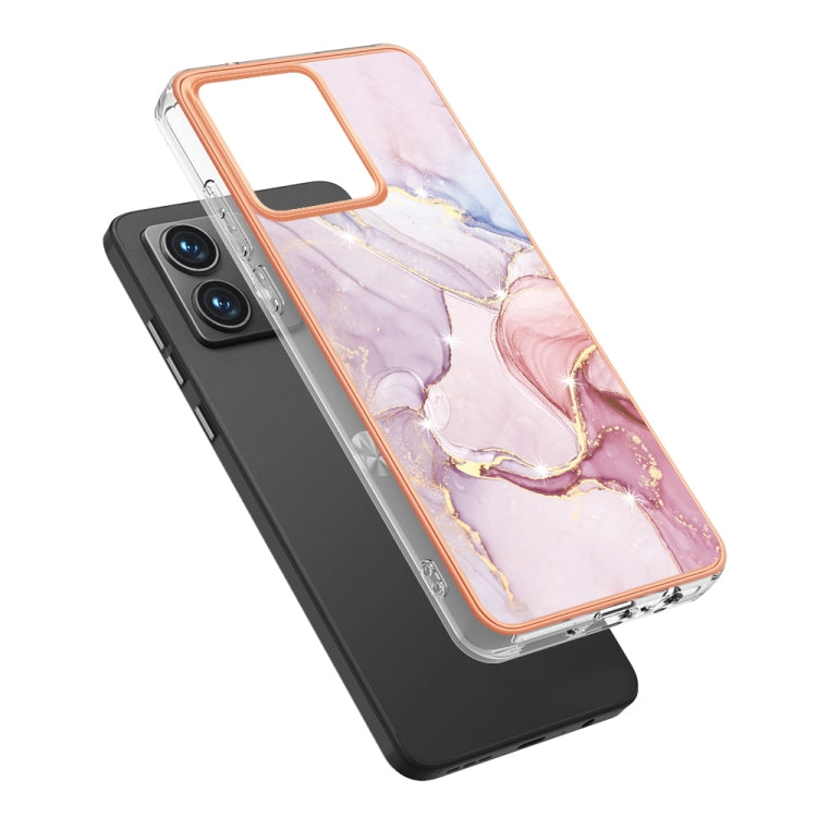 For Motorola Moto G84 Electroplating Marble Dual-side IMD Phone Case(Rose Gold 005) - Motorola Cases by PMC Jewellery | Online Shopping South Africa | PMC Jewellery | Buy Now Pay Later Mobicred