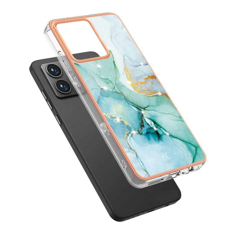 For Motorola Moto G84 Electroplating Marble Dual-side IMD Phone Case(Green 003) - Motorola Cases by PMC TechLife | Online Shopping South Africa | PMC TechLife | Buy Now Pay Later Mobicred