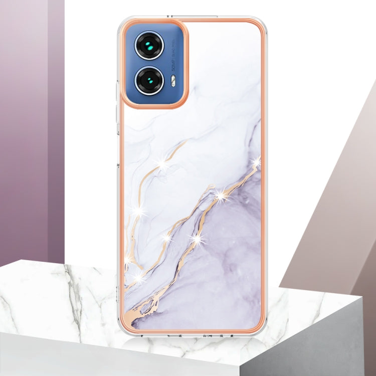 For Motorola Moto G34 Electroplating Marble Dual-side IMD Phone Case(White 006) - Motorola Cases by PMC Jewellery | Online Shopping South Africa | PMC Jewellery | Buy Now Pay Later Mobicred