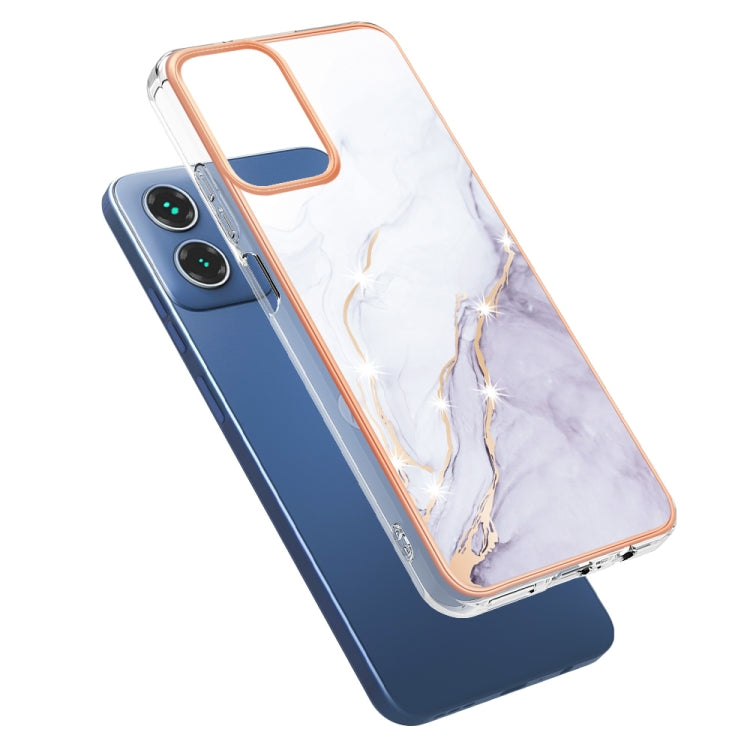 For Motorola Moto G34 Electroplating Marble Dual-side IMD Phone Case(White 006) - Motorola Cases by PMC Jewellery | Online Shopping South Africa | PMC Jewellery | Buy Now Pay Later Mobicred