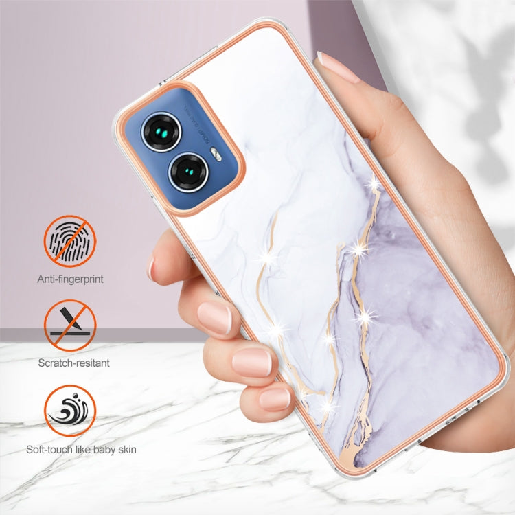 For Motorola Moto G34 Electroplating Marble Dual-side IMD Phone Case(White 006) - Motorola Cases by PMC Jewellery | Online Shopping South Africa | PMC Jewellery | Buy Now Pay Later Mobicred