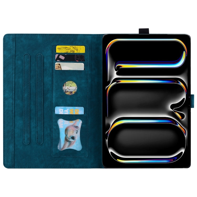 For iPad Pro 11 2024 Cartoon Sakura Cat Embossed Smart Leather Tablet Case(Blue) - iPad Pro 11 2024 Cases by PMC TechLife | Online Shopping South Africa | PMC TechLife | Buy Now Pay Later Mobicred