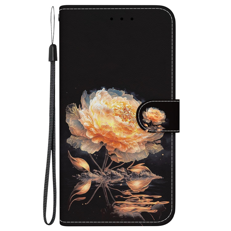 For iPhone SE 2024 Crystal Texture Colored Drawing Leather Phone Case(Gold Peony) - More iPhone Cases by PMC Jewellery | Online Shopping South Africa | PMC Jewellery | Buy Now Pay Later Mobicred