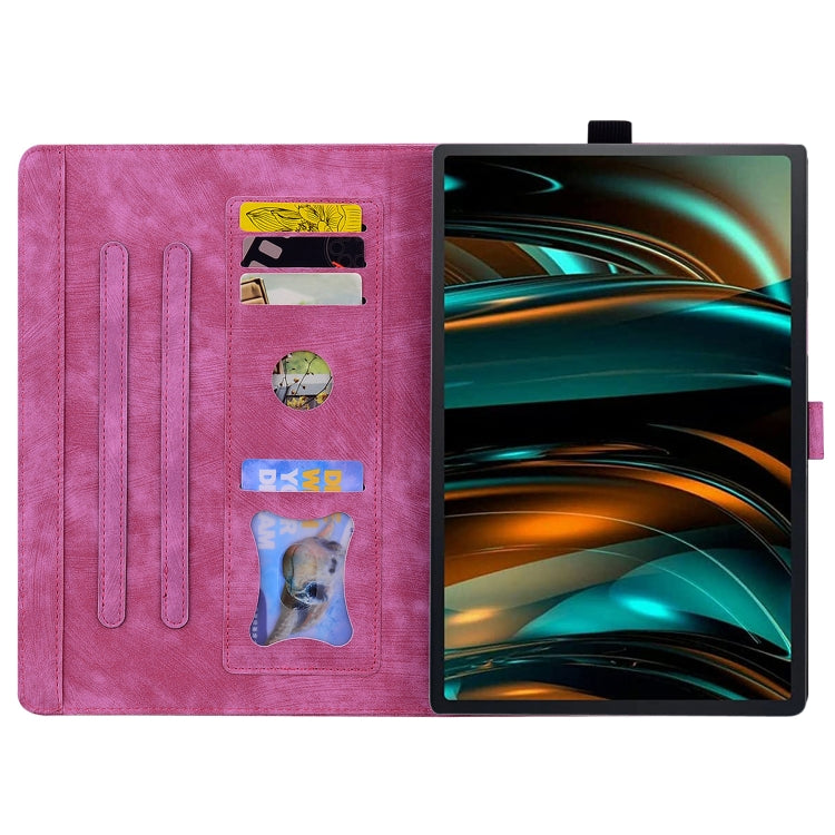 For Lenovo Tab K11 Plus / M11 Plus Cartoon Sakura Cat Embossed Leather Tablet Case(Rose Red) - Lenovo by PMC TechLife | Online Shopping South Africa | PMC TechLife | Buy Now Pay Later Mobicred