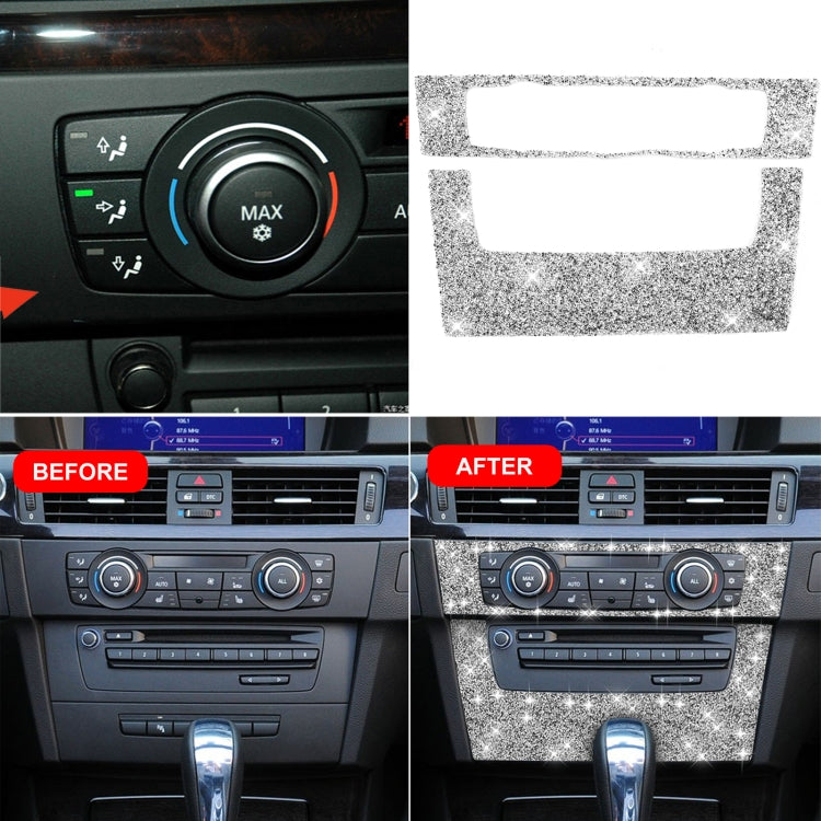 For BMW 3 Series E90 / E92 2005-2012 Car Aircondition CD Control Panel Premium Diamond Decorative Sticker - Car Interior Mouldings by PMC Jewellery | Online Shopping South Africa | PMC Jewellery