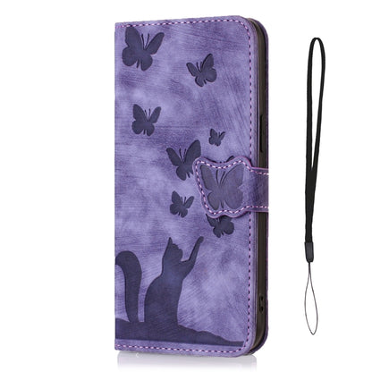 For Samsung Galaxy A15 Butterfly Cat Embossing Flip Leather Phone Case(Purple) - Galaxy Phone Cases by PMC Jewellery | Online Shopping South Africa | PMC Jewellery