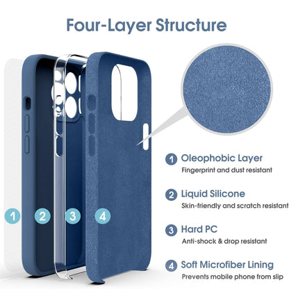 For iPhone 16 Pro Microfiber Liquid Silicone Shockproof Phone Case(Blue) - iPhone 16 Pro Cases by PMC Jewellery | Online Shopping South Africa | PMC Jewellery | Buy Now Pay Later Mobicred