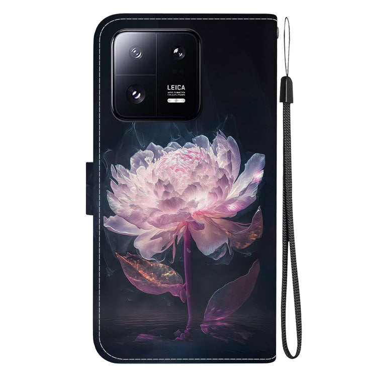 For Xiaomi 13 Pro 5G Crystal Texture Colored Drawing Leather Phone Case(Purple Peony) - 13 Pro Cases by PMC Jewellery | Online Shopping South Africa | PMC Jewellery | Buy Now Pay Later Mobicred