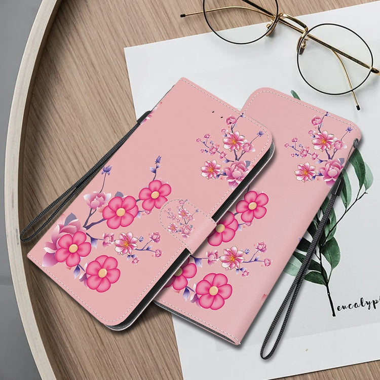 For OPPO Reno11 F Global Crystal Texture Colored Drawing Leather Phone Case(Cherry Blossoms) - Reno11 F Cases by PMC TechLife | Online Shopping South Africa | PMC TechLife | Buy Now Pay Later Mobicred