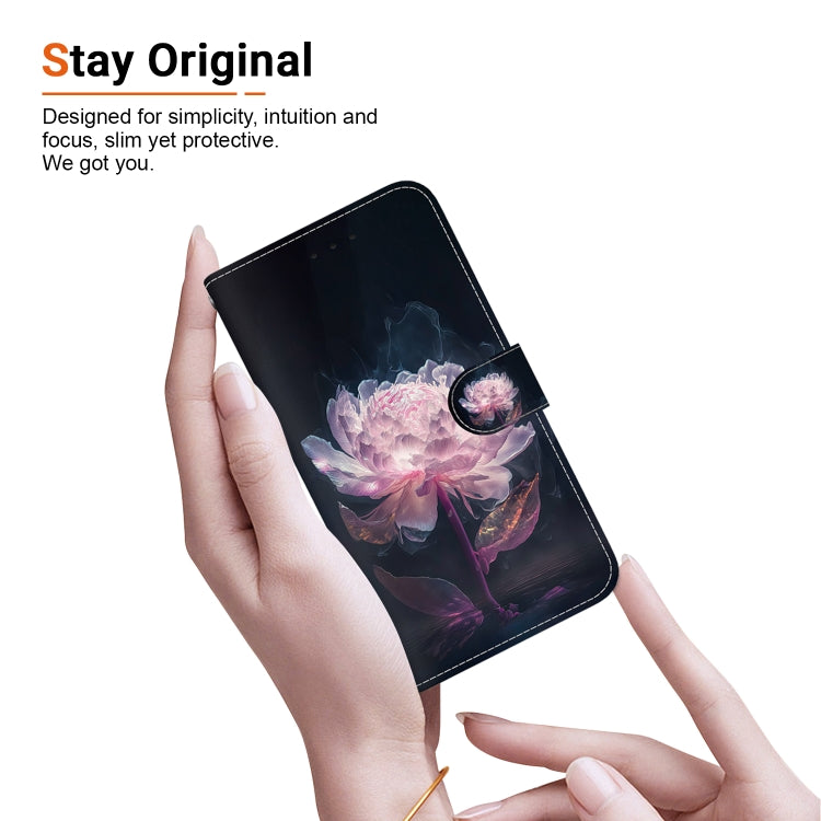 For OPPO A60 4G Crystal Texture Colored Drawing Leather Phone Case(Purple Peony) - OPPO Cases by PMC TechLife | Online Shopping South Africa | PMC TechLife | Buy Now Pay Later Mobicred