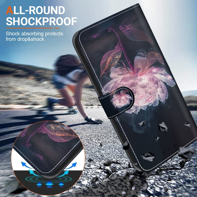 For Realme 12 5G Crystal Texture Colored Drawing Leather Phone Case(Purple Peony) - Realme Cases by PMC TechLife | Online Shopping South Africa | PMC TechLife | Buy Now Pay Later Mobicred