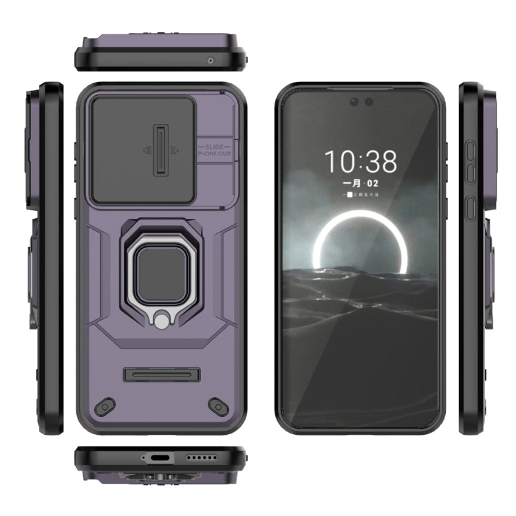 For Huawei Pura 70 Sliding Camshield TPU + PC Shockproof Phone Case with Holder(Purple) - Huawei Cases by PMC Jewellery | Online Shopping South Africa | PMC Jewellery | Buy Now Pay Later Mobicred