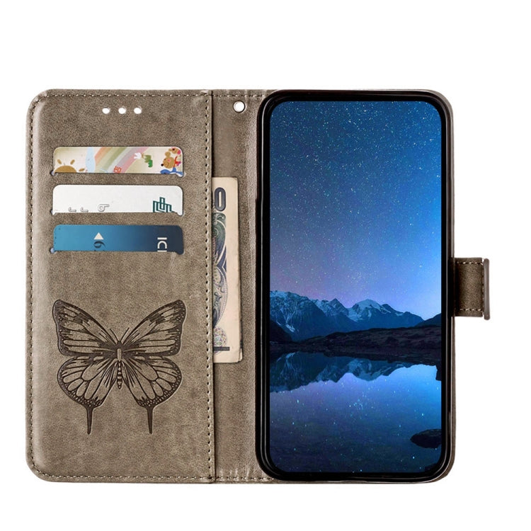 For Motorola Edge 50 Pro Embossed Butterfly Leather Phone Case(Grey) - Motorola Cases by PMC Jewellery | Online Shopping South Africa | PMC Jewellery | Buy Now Pay Later Mobicred