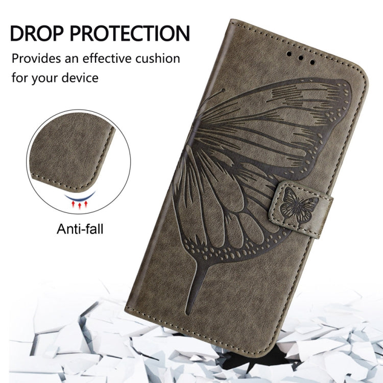 For Motorola Edge 50 Pro Embossed Butterfly Leather Phone Case(Grey) - Motorola Cases by PMC Jewellery | Online Shopping South Africa | PMC Jewellery | Buy Now Pay Later Mobicred