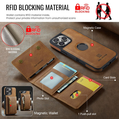 For iPhone 16 Pro DG.MING M5 Series Zip RFID Multi Card Detachable Leather Phone Case(Brown) - iPhone 16 Pro Cases by DG.MING | Online Shopping South Africa | PMC Jewellery | Buy Now Pay Later Mobicred