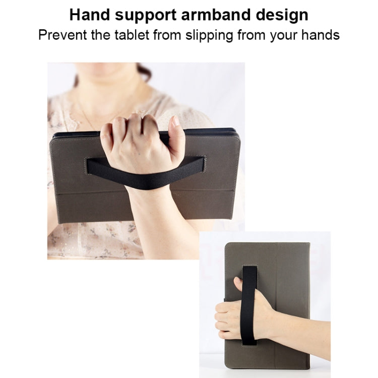 For TCL NxtPaper 11 2-Folding Leather Tablet Case with Handrest & Pen Slot(Black) - Others by PMC TechLife | Online Shopping South Africa | PMC TechLife | Buy Now Pay Later Mobicred