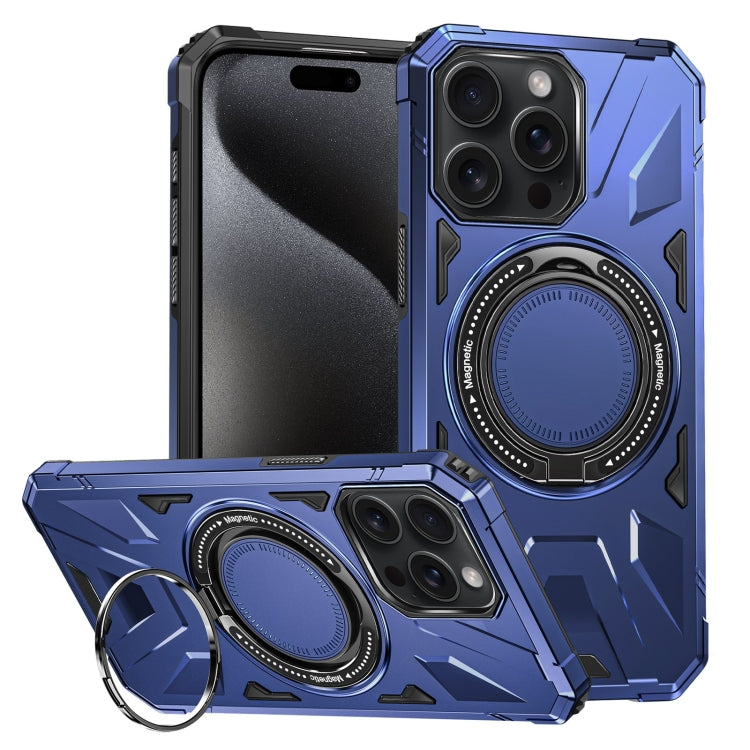 For iPhone 15 Pro MagSafe Magnetic Shockproof Phone Case with Ring Holder(Navy Blue) - iPhone 15 Pro Cases by PMC TechLife | Online Shopping South Africa | PMC TechLife