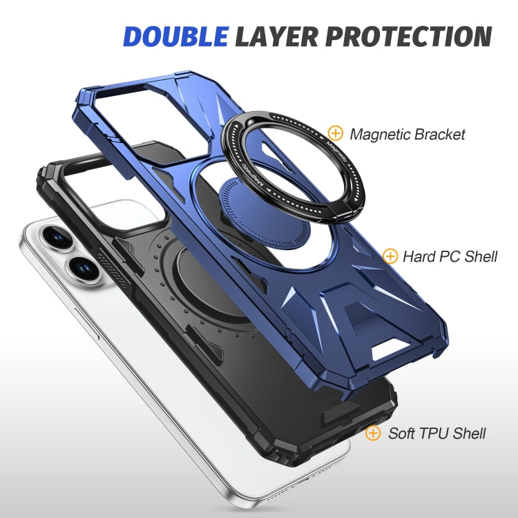 For iPhone 15 Pro MagSafe Magnetic Shockproof Phone Case with Ring Holder(Navy Blue) - iPhone 15 Pro Cases by PMC TechLife | Online Shopping South Africa | PMC TechLife