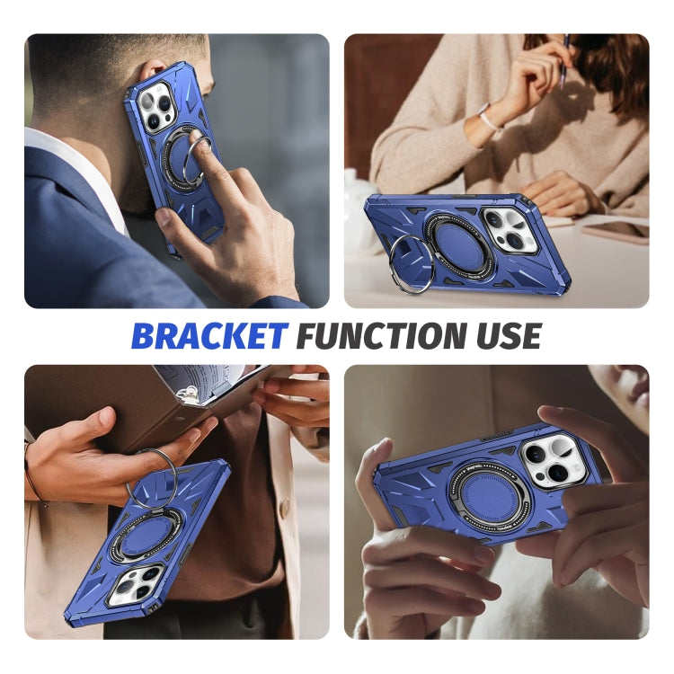 For iPhone 15 Pro MagSafe Magnetic Shockproof Phone Case with Ring Holder(Navy Blue) - iPhone 15 Pro Cases by PMC TechLife | Online Shopping South Africa | PMC TechLife