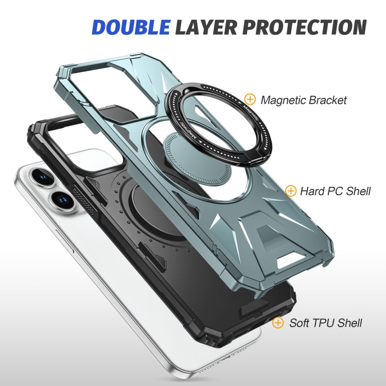 For iPhone 15 MagSafe Magnetic Shockproof Phone Case with Ring Holder(Green) - iPhone 15 Cases by PMC TechLife | Online Shopping South Africa | PMC TechLife