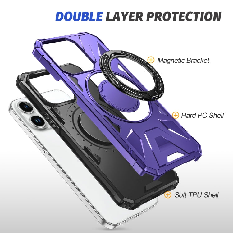 For iPhone 15 MagSafe Magnetic Shockproof Phone Case with Ring Holder(Purple) - iPhone 15 Cases by PMC Jewellery | Online Shopping South Africa | PMC Jewellery