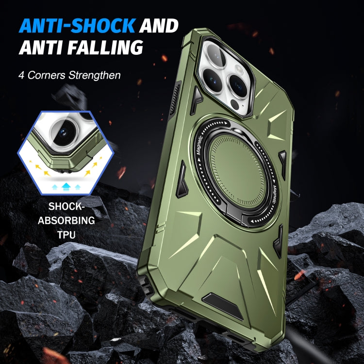 For iPhone 14 Plus MagSafe Magnetic Shockproof Phone Case with Ring Holder(Dark Green) - iPhone 14 Plus Cases by PMC TechLife | Online Shopping South Africa | PMC TechLife