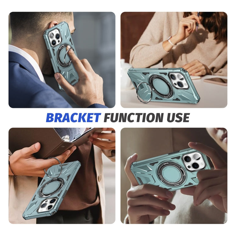 For iPhone 14/13 MagSafe Magnetic Shockproof Phone Case with Ring Holder(Green) - iPhone 14 Cases by PMC TechLife | Online Shopping South Africa | PMC TechLife