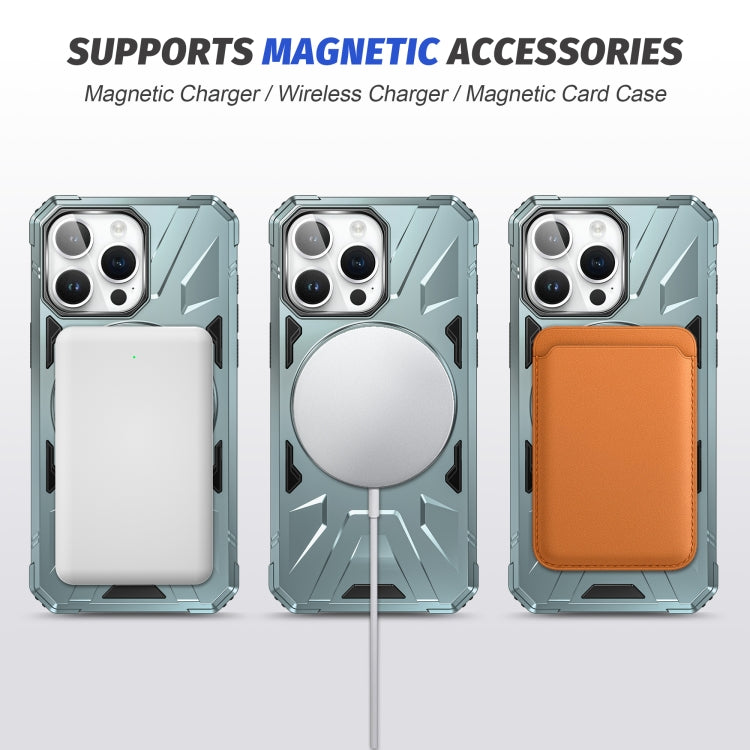 For iPhone 14 Pro Max MagSafe Magnetic Shockproof Phone Case with Ring Holder(Green) - iPhone 14 Pro Max Cases by PMC Jewellery | Online Shopping South Africa | PMC Jewellery