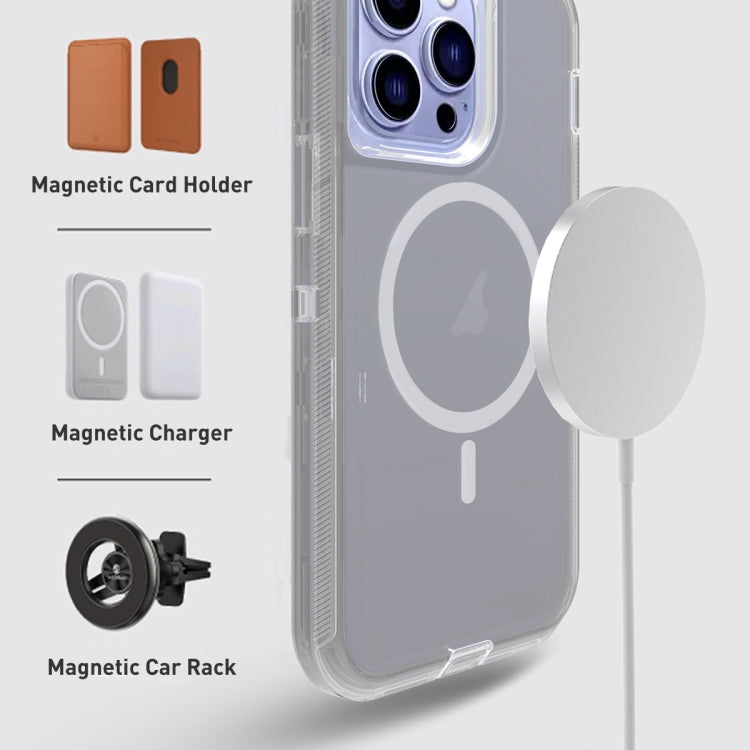 For iPhone 15 Pro Shockproof MagSafe Magnetic Phone Case(Transparent Grey) - iPhone 15 Pro Cases by PMC TechLife | Online Shopping South Africa | PMC TechLife