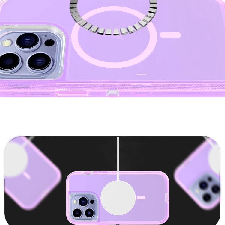 For iPhone 14 Plus Shockproof MagSafe Magnetic Phone Case(Transparent Purple) - iPhone 14 Plus Cases by PMC TechLife | Online Shopping South Africa | PMC TechLife