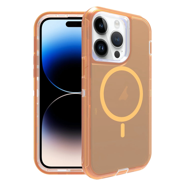 For iPhone 14 Pro Shockproof MagSafe Magnetic Phone Case(Transparent Gold) - iPhone 14 Pro Cases by PMC TechLife | Online Shopping South Africa | PMC TechLife