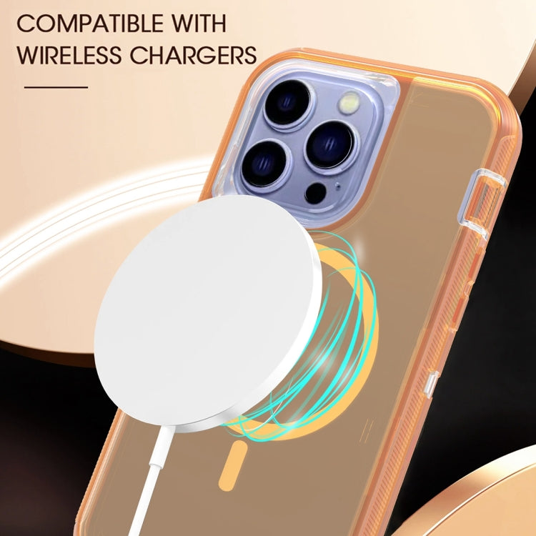 For iPhone 14 Pro Shockproof MagSafe Magnetic Phone Case(Transparent Gold) - iPhone 14 Pro Cases by PMC TechLife | Online Shopping South Africa | PMC TechLife
