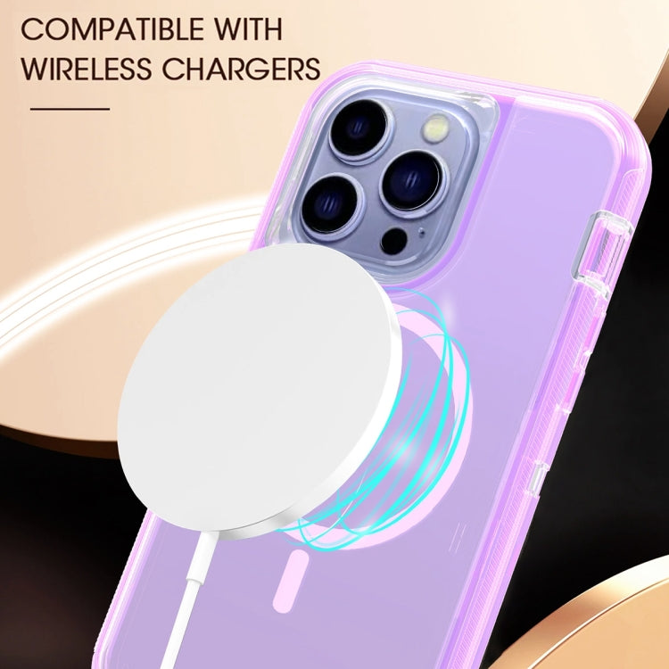 For iPhone 12 Shockproof MagSafe Magnetic Phone Case(Transparent Purple) - iPhone 12 / 12 Pro Cases by PMC TechLife | Online Shopping South Africa | PMC TechLife