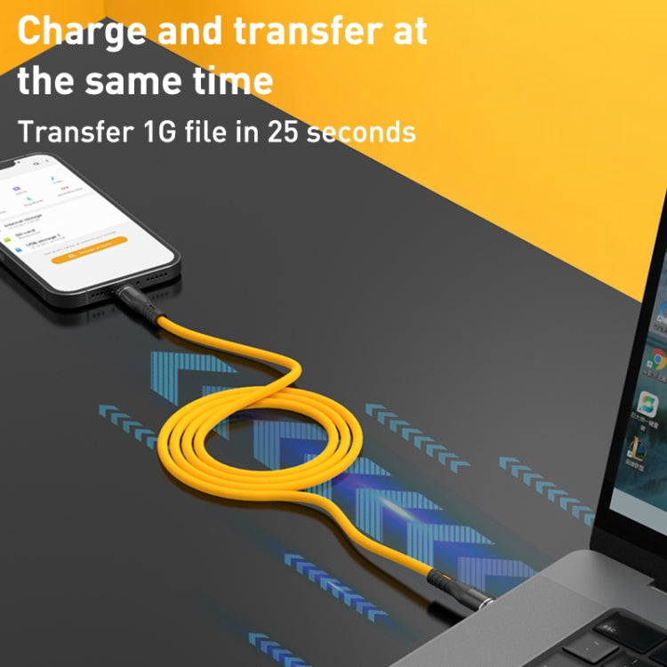 USB-C / Type-C to 8 Pin Liquid Silicone Charging Data Cable, Length: 1.2m(Yellow) - 2 in 1 Cable by PMC Jewellery | Online Shopping South Africa | PMC Jewellery | Buy Now Pay Later Mobicred