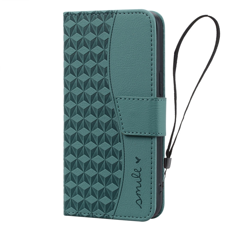 For iPhone 16 Business Diamond Buckle Leather Phone Case with Lanyard(Green) - iPhone 16 Cases by PMC TechLife | Online Shopping South Africa | PMC TechLife | Buy Now Pay Later Mobicred