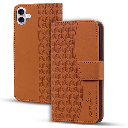 For iPhone 16 Plus Business Diamond Buckle Leather Phone Case with Lanyard(Brown) - iPhone 16 Plus Cases by PMC Jewellery | Online Shopping South Africa | PMC Jewellery | Buy Now Pay Later Mobicred