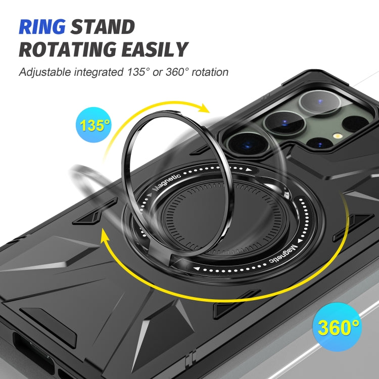 For Samsung Galaxy S24 Ultra 5G MagSafe Magnetic Shockproof Phone Case with Ring Holder(Black) - Galaxy S24 Ultra 5G Cases by PMC Jewellery | Online Shopping South Africa | PMC Jewellery