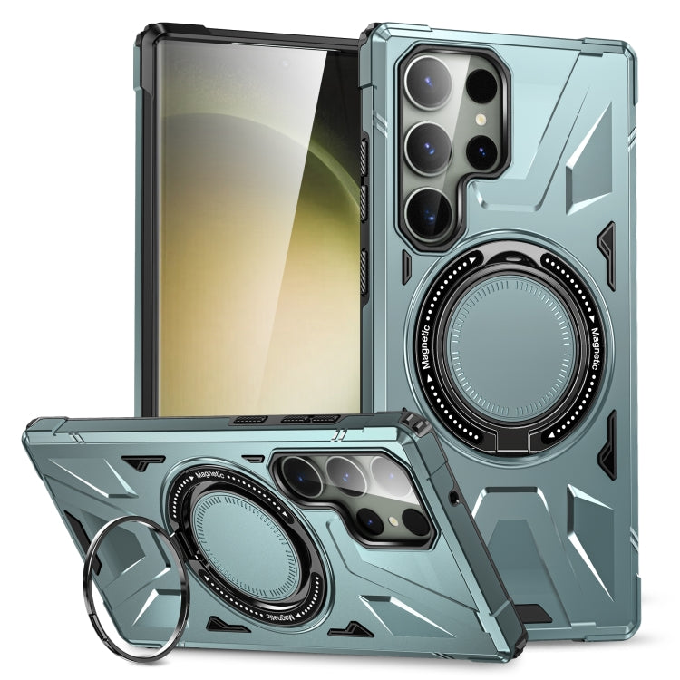 For Samsung Galaxy S24+ 5G MagSafe Magnetic Shockproof Phone Case with Ring Holder(Green) - Galaxy S24+ 5G Cases by PMC TechLife | Online Shopping South Africa | PMC TechLife