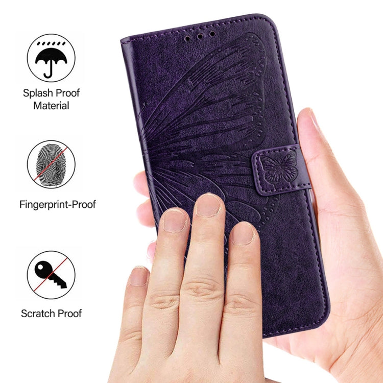 For Honor Magic6 Pro 5G Global Embossed Butterfly Leather Phone Case(Dark Purple) - Honor Cases by PMC Jewellery | Online Shopping South Africa | PMC Jewellery | Buy Now Pay Later Mobicred