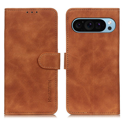 For Google Pixel 9 KHAZNEH Retro Texture Flip Leather Phone Case(Brown) - Google Cases by PMC Jewellery | Online Shopping South Africa | PMC Jewellery | Buy Now Pay Later Mobicred