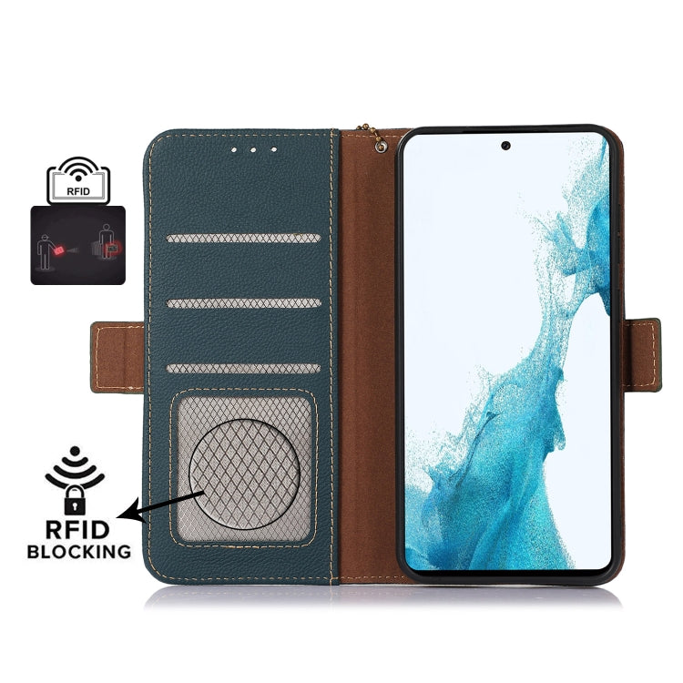 For Google Pixel 9 Pro Side-Magnetic TJ Genuine Leather RFID Phone Case(Green) - Google Cases by PMC TechLife | Online Shopping South Africa | PMC TechLife | Buy Now Pay Later Mobicred