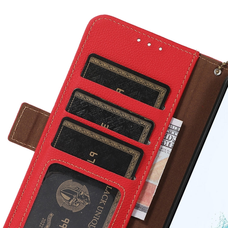 For Google Pixel 9 Pro Side-Magnetic TJ Genuine Leather RFID Phone Case(Red) - Google Cases by PMC TechLife | Online Shopping South Africa | PMC TechLife | Buy Now Pay Later Mobicred