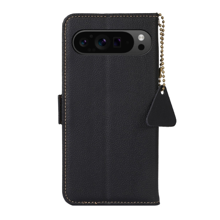 For Google Pixel 9 Pro Side-Magnetic TJ Genuine Leather RFID Phone Case(Black) - Google Cases by PMC Jewellery | Online Shopping South Africa | PMC Jewellery | Buy Now Pay Later Mobicred