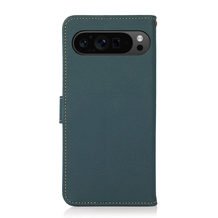 For Google Pixel 9 Pro KHAZNEH Custer Genuine Leather RFID Phone Case(Green) - Google Cases by PMC Jewellery | Online Shopping South Africa | PMC Jewellery | Buy Now Pay Later Mobicred