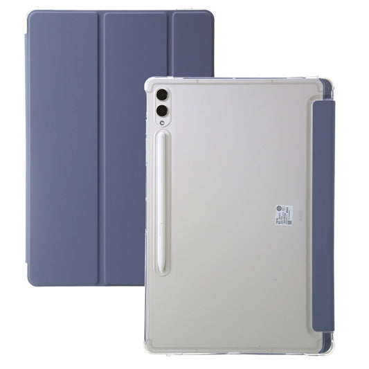 For Samsung Galaxy Tab S9+ 3-Fold Clear Acrylic Leather Tablet Case(Lavender) - Galaxy Tab S9+ Cases by PMC Jewellery | Online Shopping South Africa | PMC Jewellery | Buy Now Pay Later Mobicred