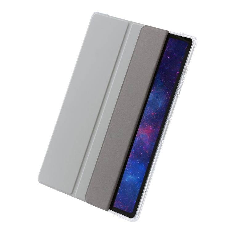 For Samsung Galaxy Tab S9 Ultra/S8 Ultra 3-Fold Clear Acrylic Leather Tablet Case(Grey) - Galaxy Tab S9 Ultra Cases by PMC Jewellery | Online Shopping South Africa | PMC Jewellery | Buy Now Pay Later Mobicred