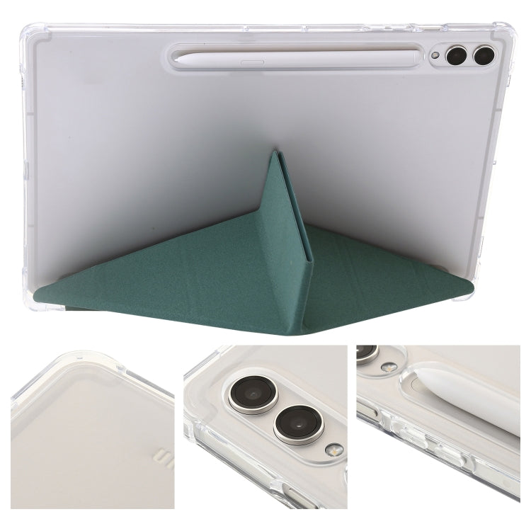 For Samsung Galaxy Tab S9 FE+ Clear Acrylic Deformation Leather Tablet Case(Deep Green) - Galaxy Tab S9 FE+ by PMC Jewellery | Online Shopping South Africa | PMC Jewellery | Buy Now Pay Later Mobicred